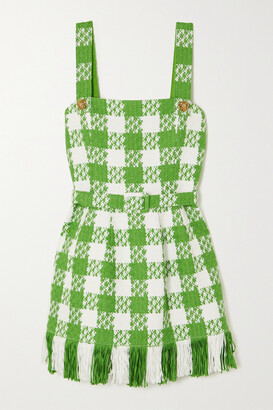 Oscar de la Renta★素敵！Green Tweed Belted Dress NWT Oscar de la Renta Green Tweed Short Sleeve Belted Dress